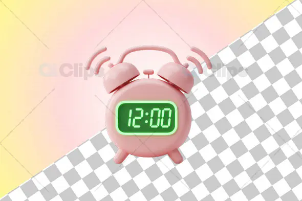 3D Pink Alarm Clock with Green Digital Display