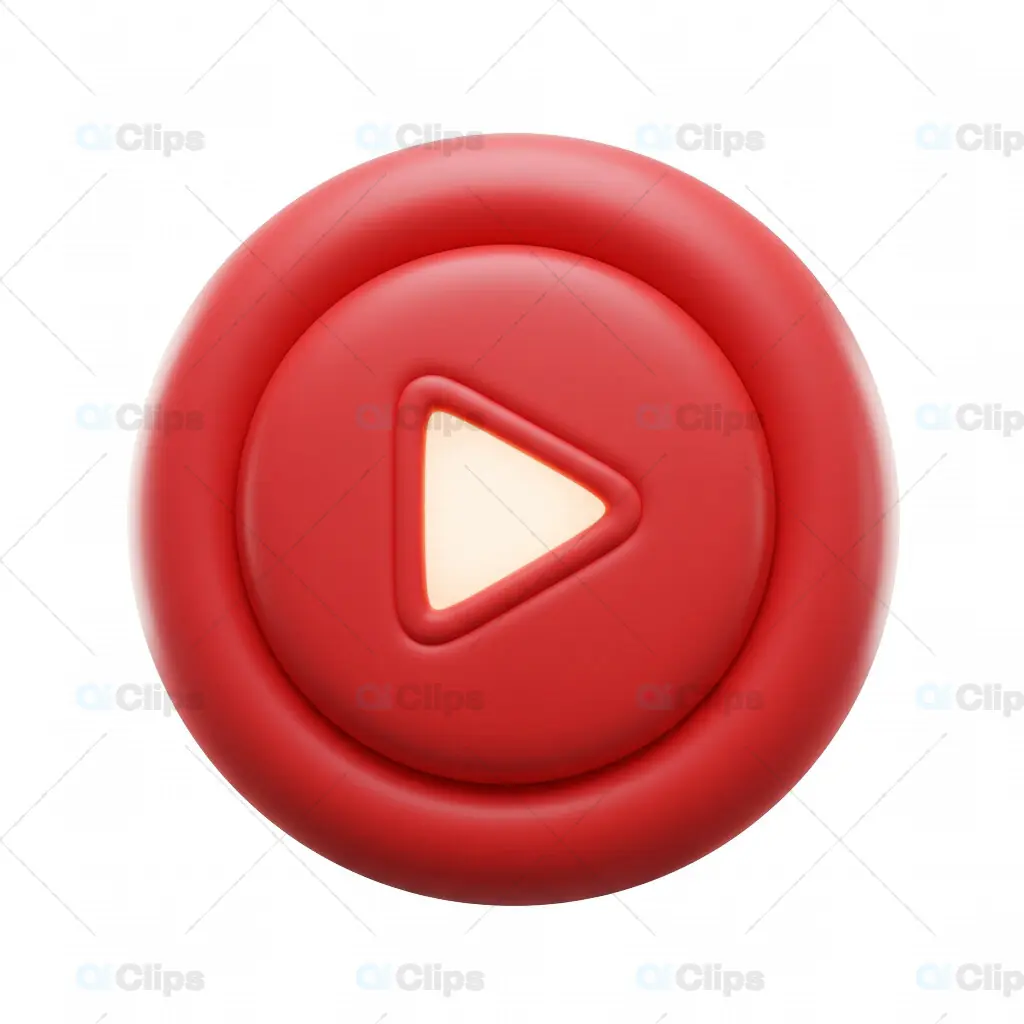 3D Red Play Button Icon
