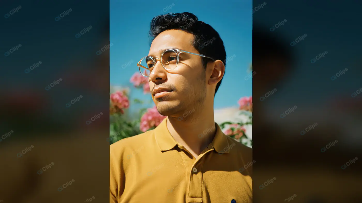Stylish Man in Yellow Polo with Glasses Outdoors