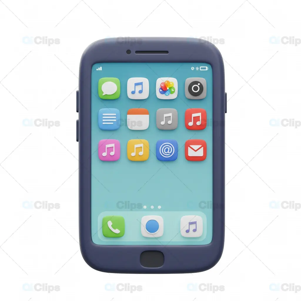 3D Smartphone with Colorful App Interface