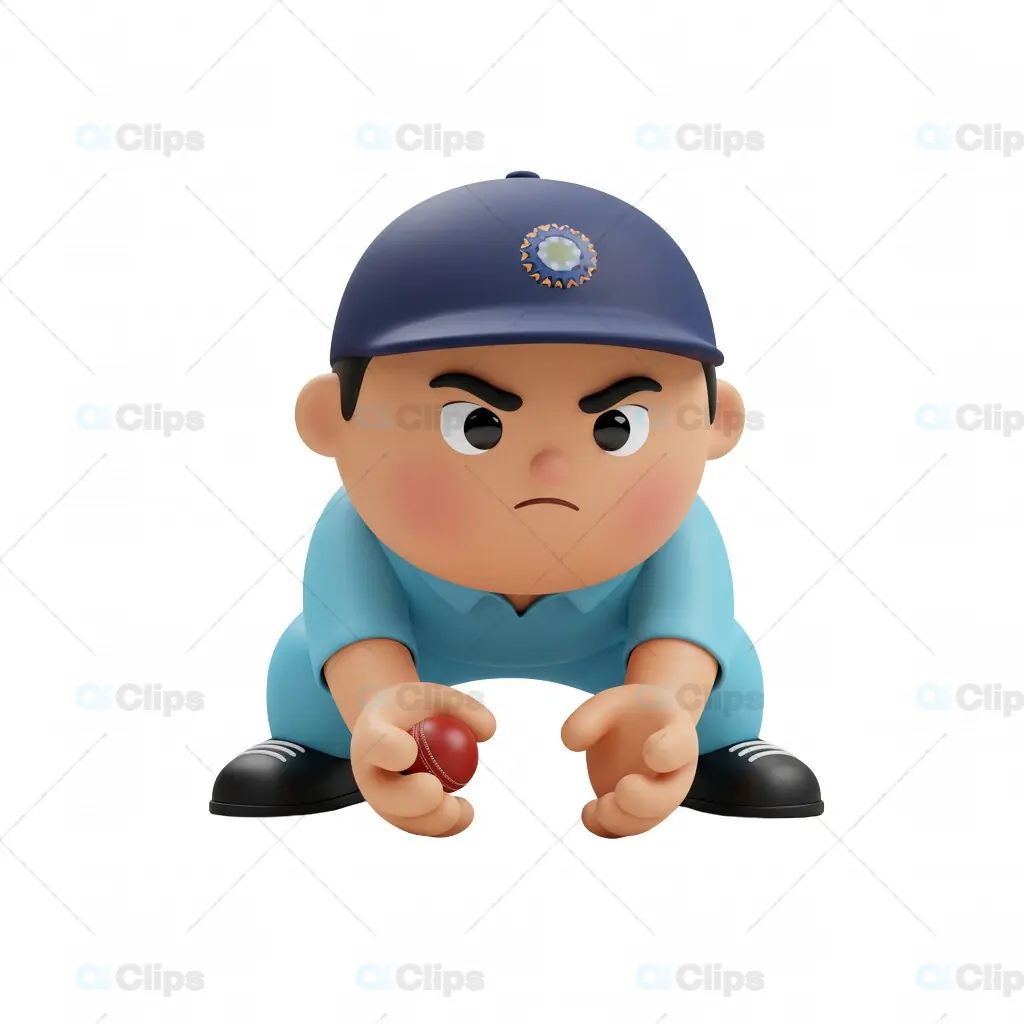 3D Cricket Player in Catching Pose