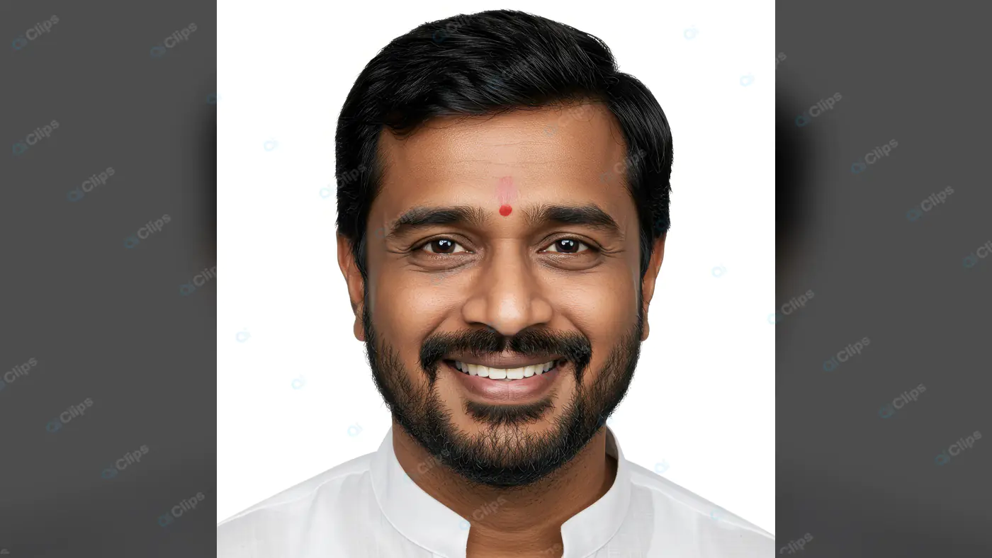 Smiling Indian Man in Traditional White Kurta with Tilak on Forehead – Close-Up Portrait