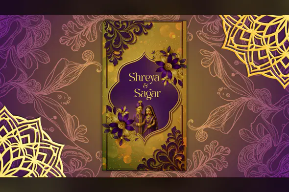 Royal Purple and Gold Wedding Invitation Template for After Effects
