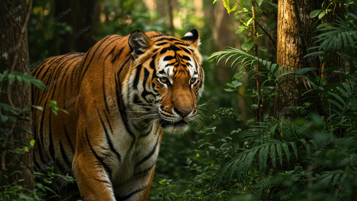 Majestic Bengal Tiger Stalking Through Jungle – Wildlife Photography for Nature Projects