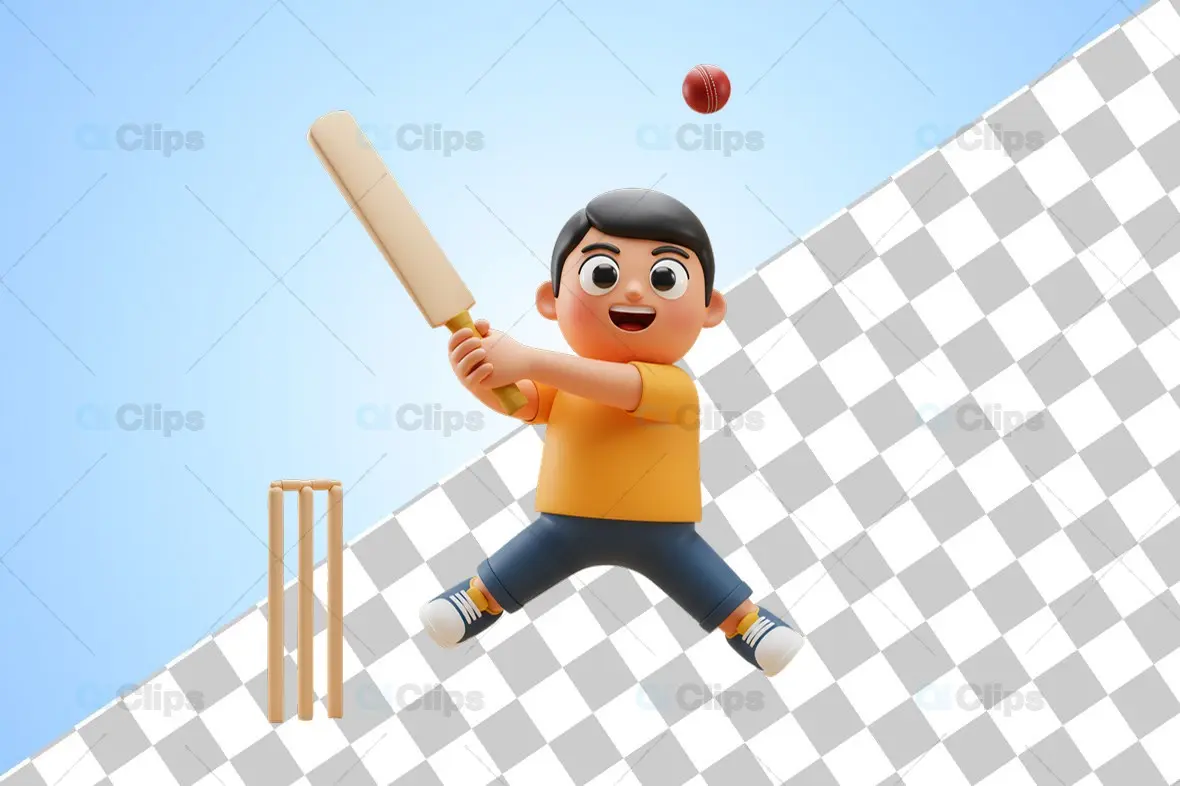 3D Cricket Boy in Action
