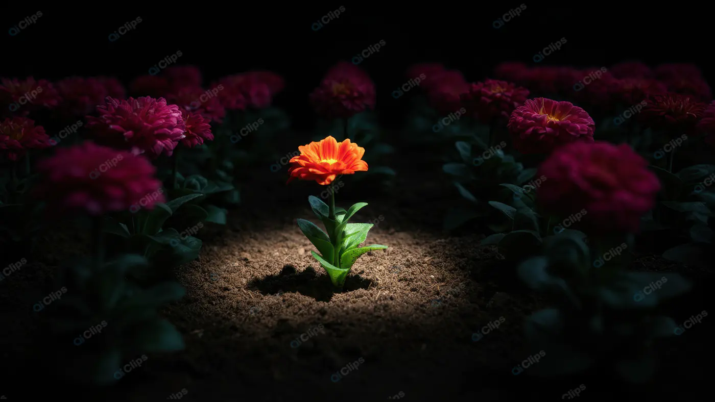 Single Bloom Standing Out in a Garden of Flowers