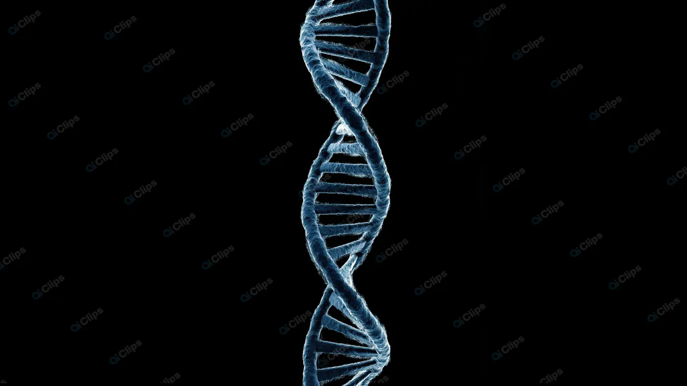 Close-Up 3D Illustration of DNA Double Helix on Black Background