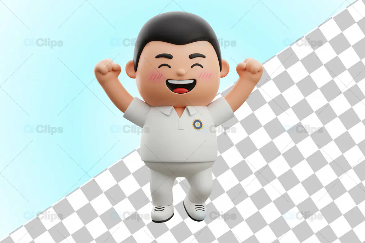 3D Cricket Player Victory Celebration Pose