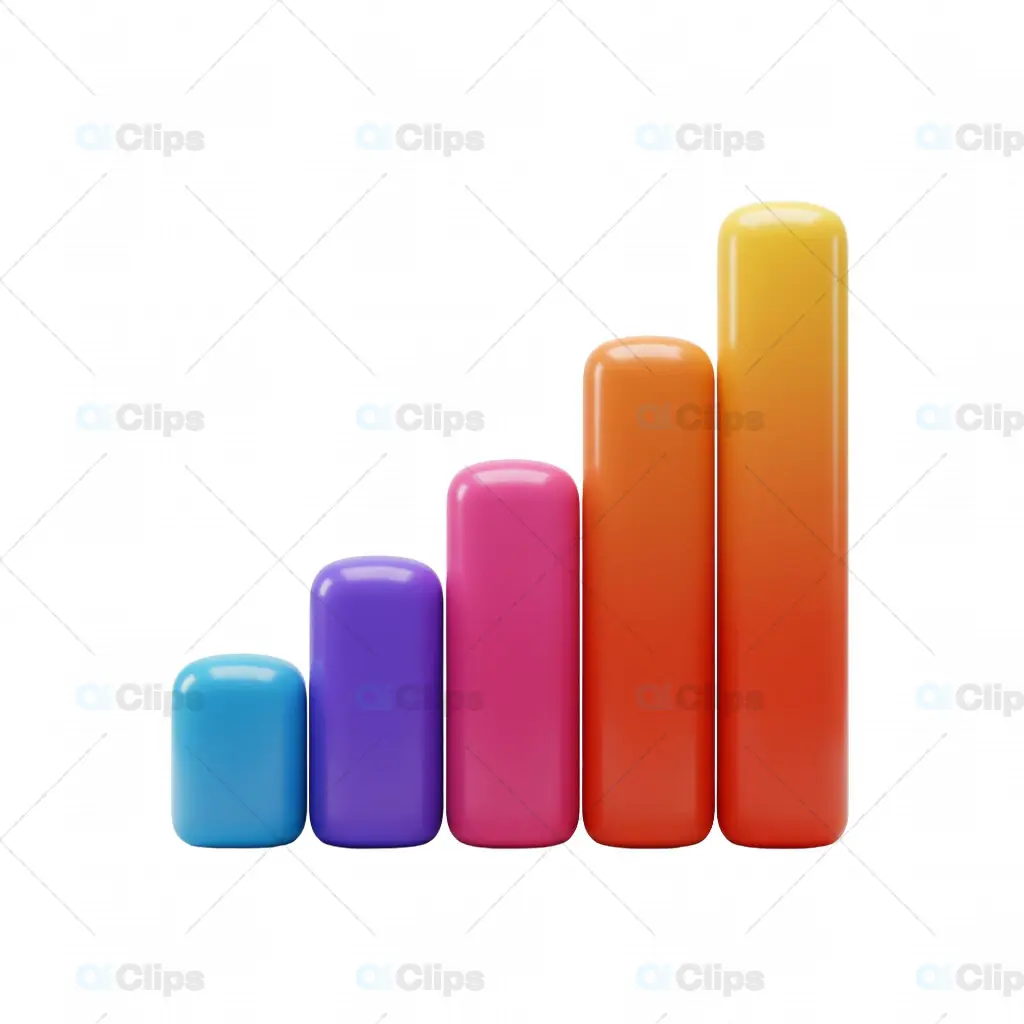 3D Gradient Bar Chart Icon