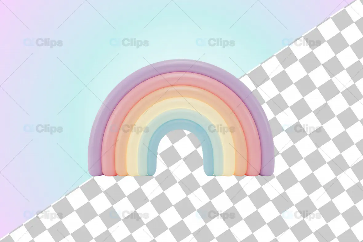 3D Pastel Rainbow PNG