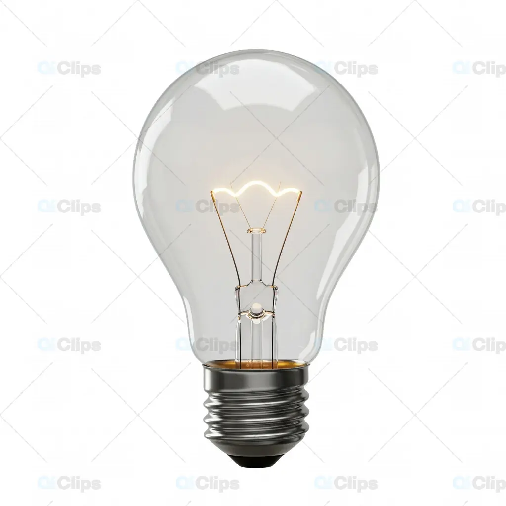 3D Transparent Light Bulb Icon