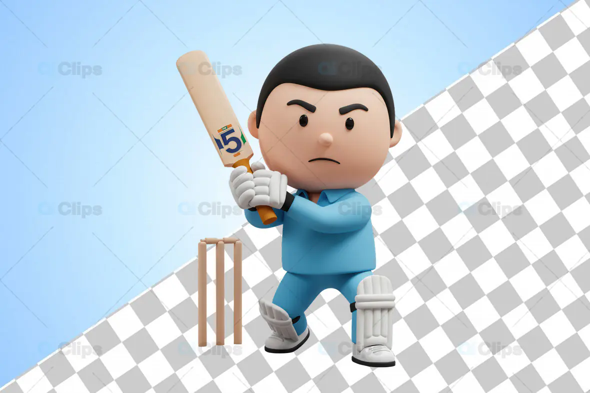 3D Cricket Batsman in Batting Stance