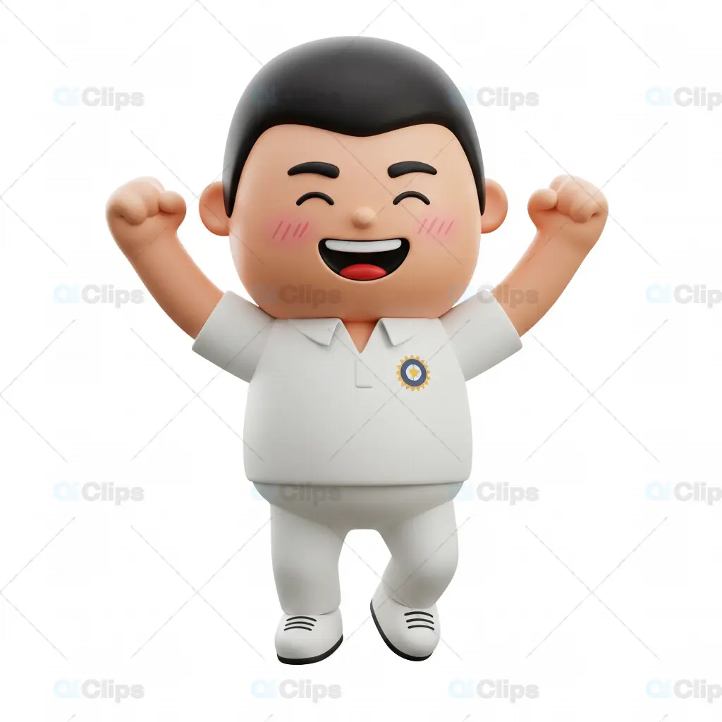 3D Cricket Player Victory Celebration Pose
