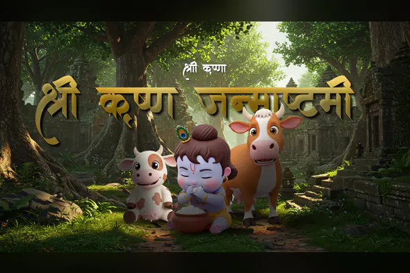 Shri Krishna Janmashtami Animated Invitation