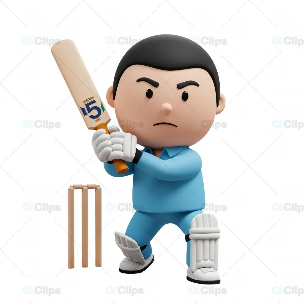3D Cricket Batsman in Batting Stance