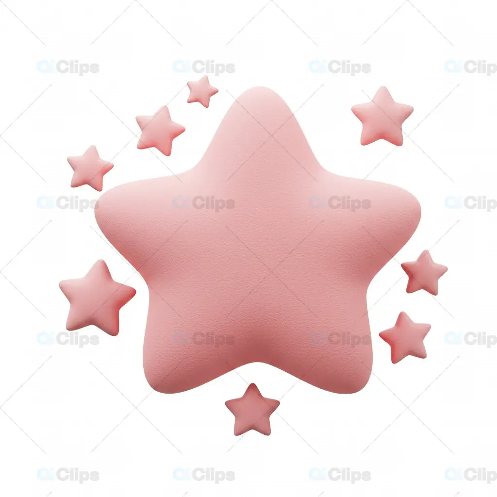 3D Pink Star Cluster Illustration