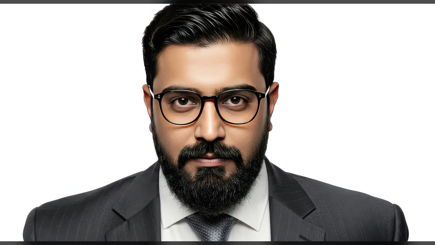 Indian Businessman Portrait – Confident Corporate Man in Suit & Glasses