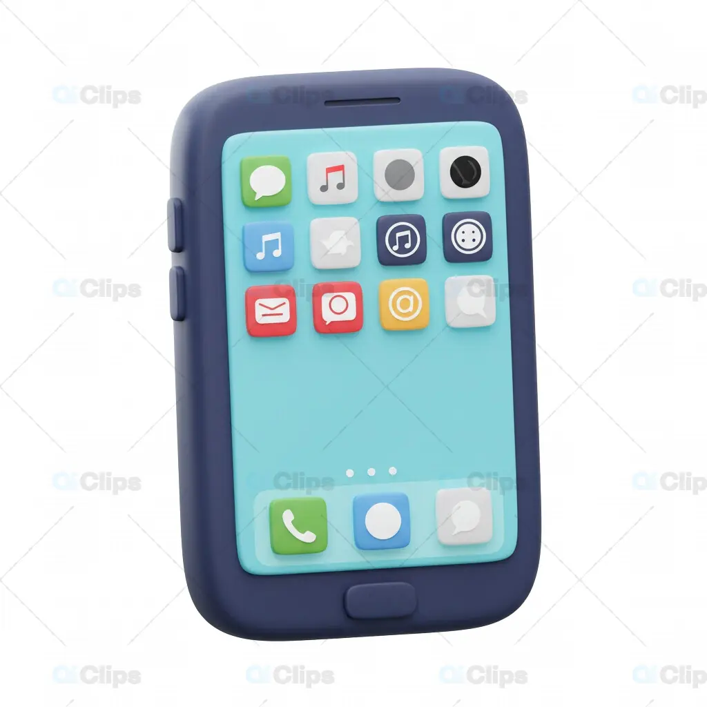 3D Smartphone with Minimal App Icons