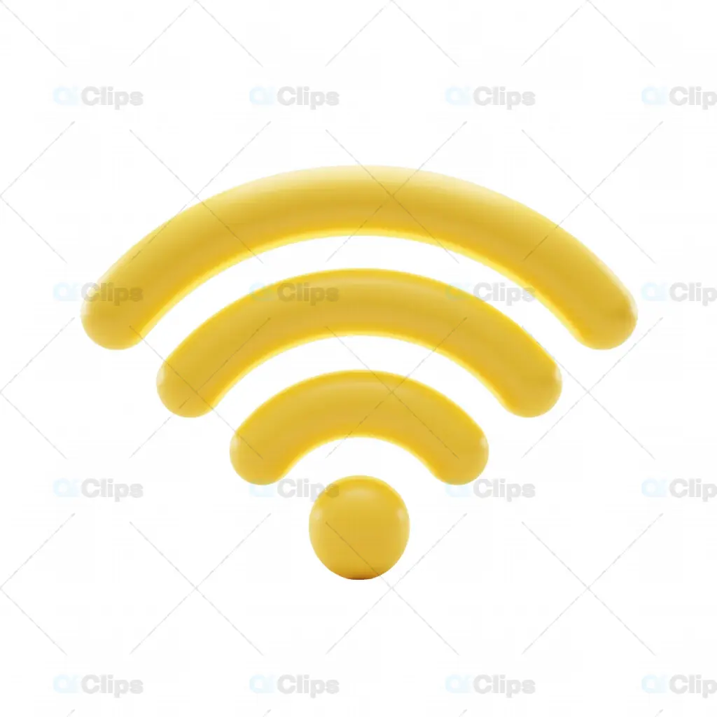 3D Yellow Wi-Fi Icon