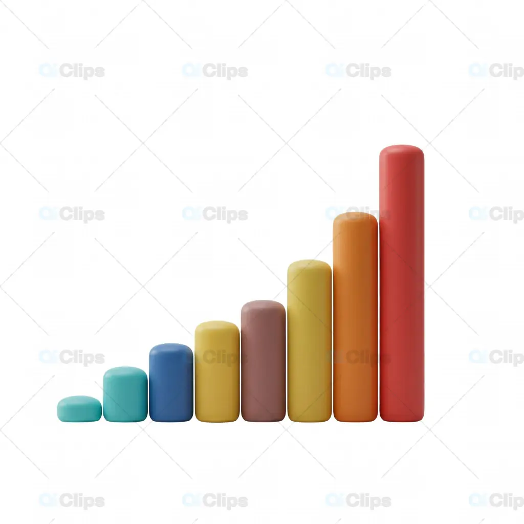 3D Colorful Bar Chart Icon