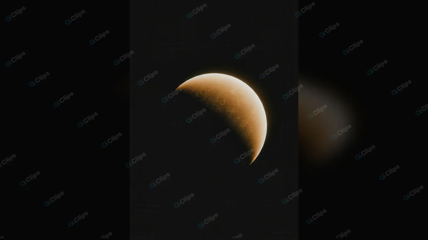 Crescent Moon with Detailed Surface Craters in Dark Sky