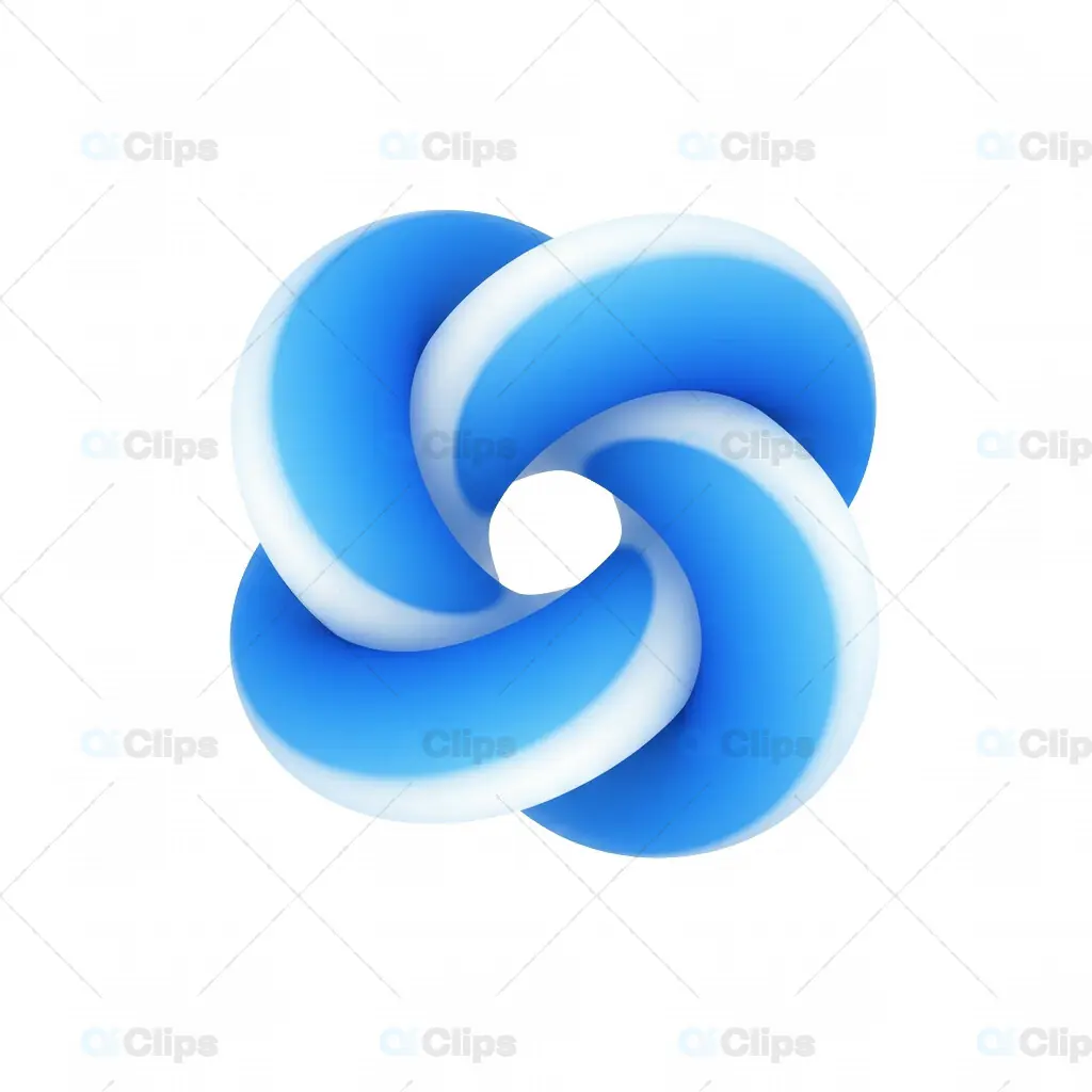3D Twisted Gradient Ring Shape - Blue and White