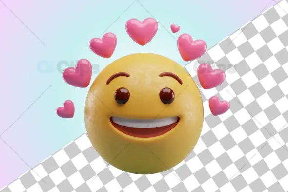 Smiling Emoji with Hearts - 3D Render