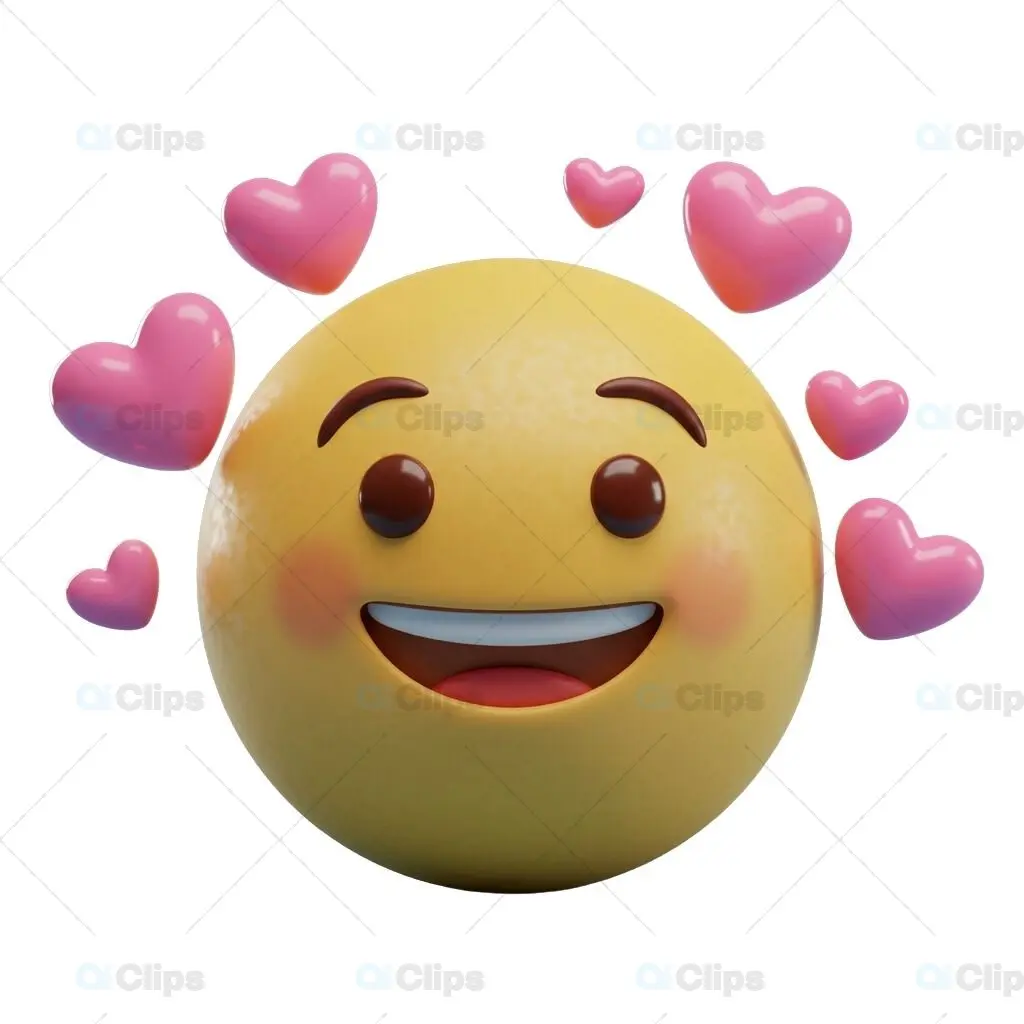 3D In-Love Emoji with Floating Hearts