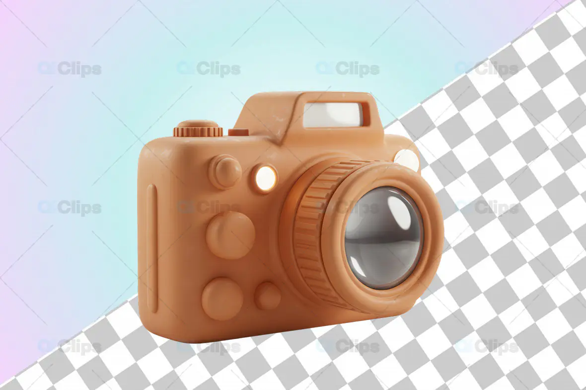 3D Brown Camera Icon