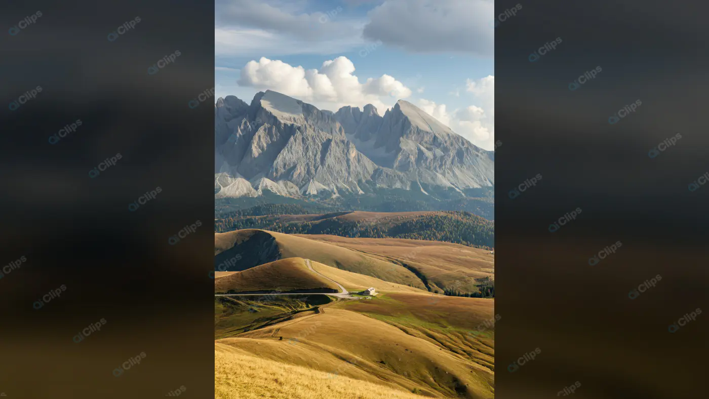 Majestic Mountain Landscape with Rolling Hills and Clouds