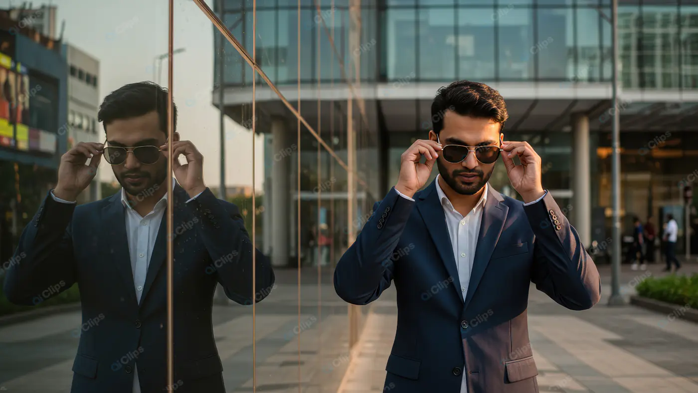 Confident Indian Businessman in Sunglasses – Modern Urban Corporate Look