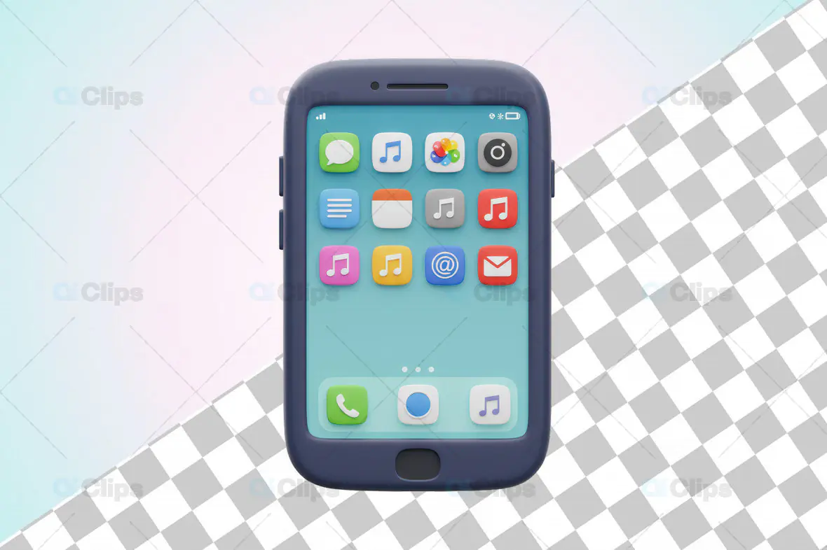 3D Smartphone with Colorful App Interface
