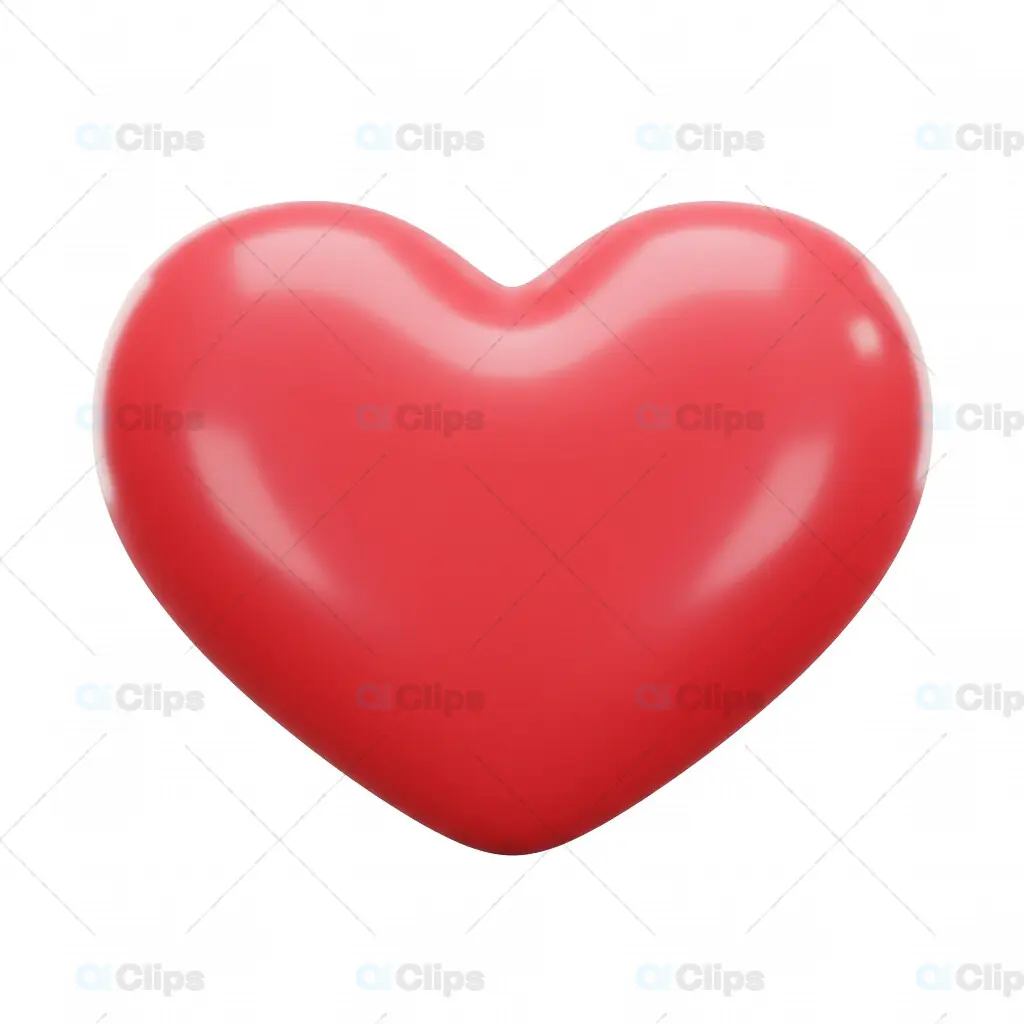 3D Glossy Red Heart PNG