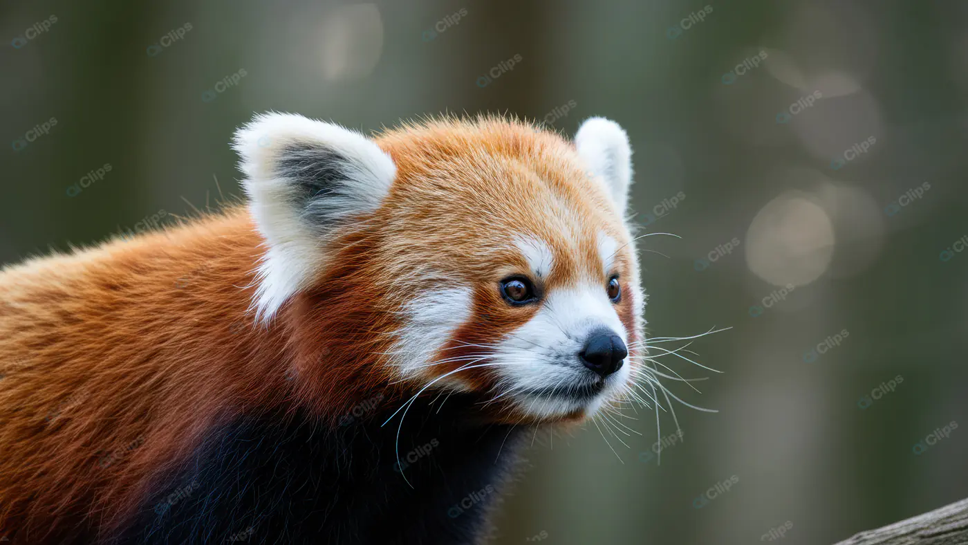Close-Up of Red Panda with Fluffy Fur in Natural Habitat