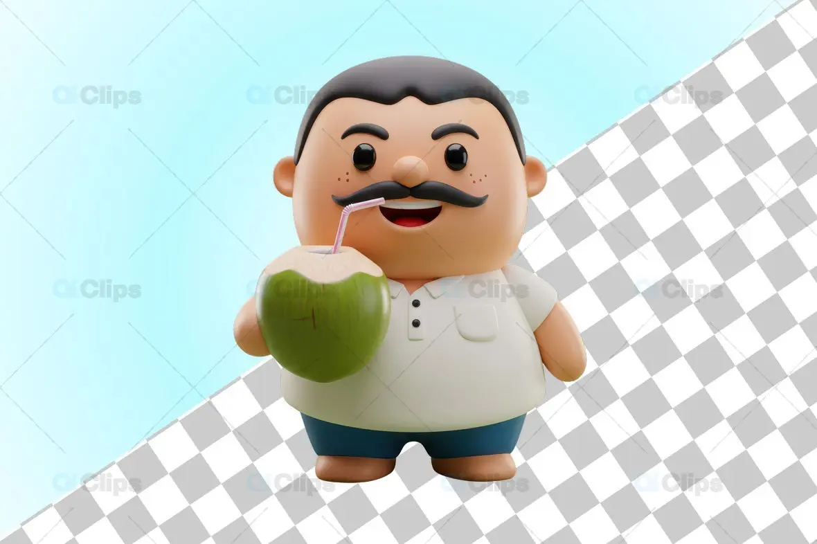 3D Man Drinking Coconut Water