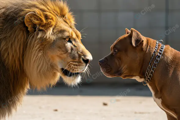 Lion vs Pitbull: Intense Face-Off Moment Captured