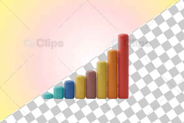 3D Colorful Bar Chart Icon