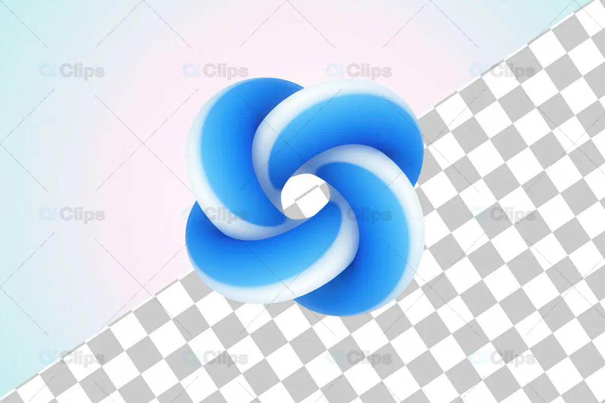 3D Twisted Gradient Ring Shape - Blue and White