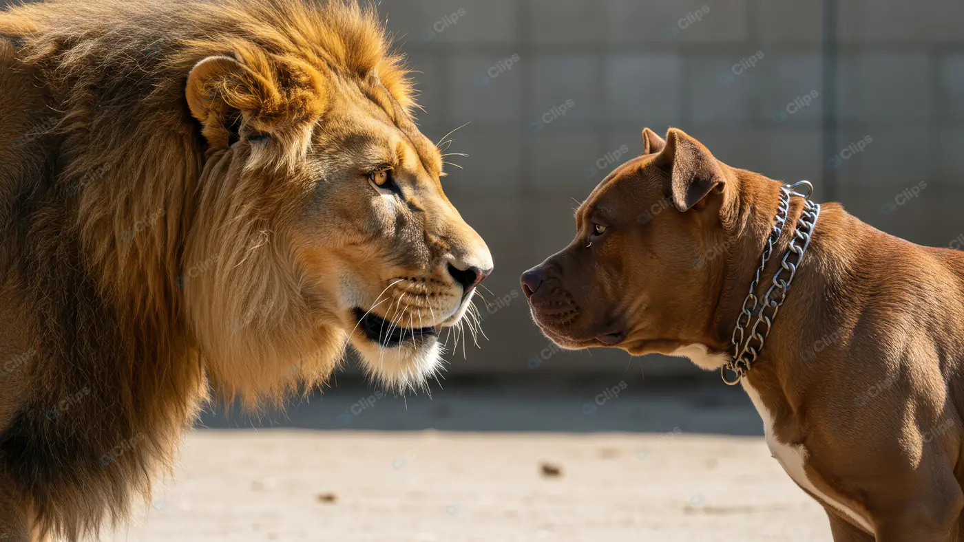 Lion vs Pitbull: Intense Face-Off Moment Captured