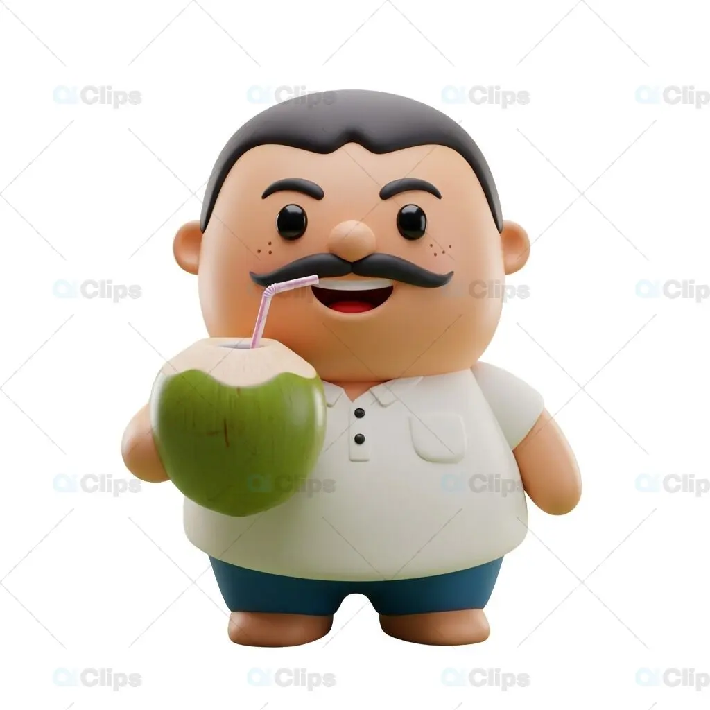 3D Man Drinking Coconut Water