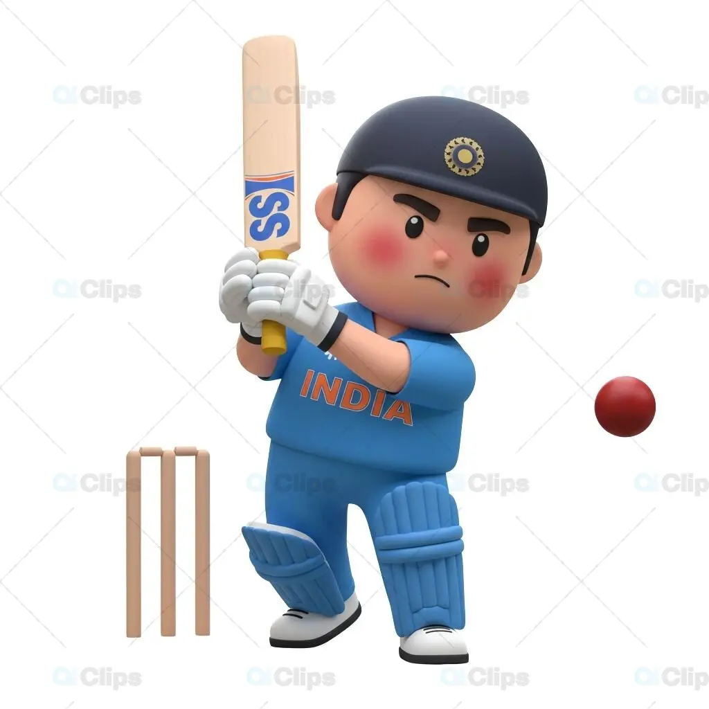 Indian Cricket Player with Helmet 3D Illustration
