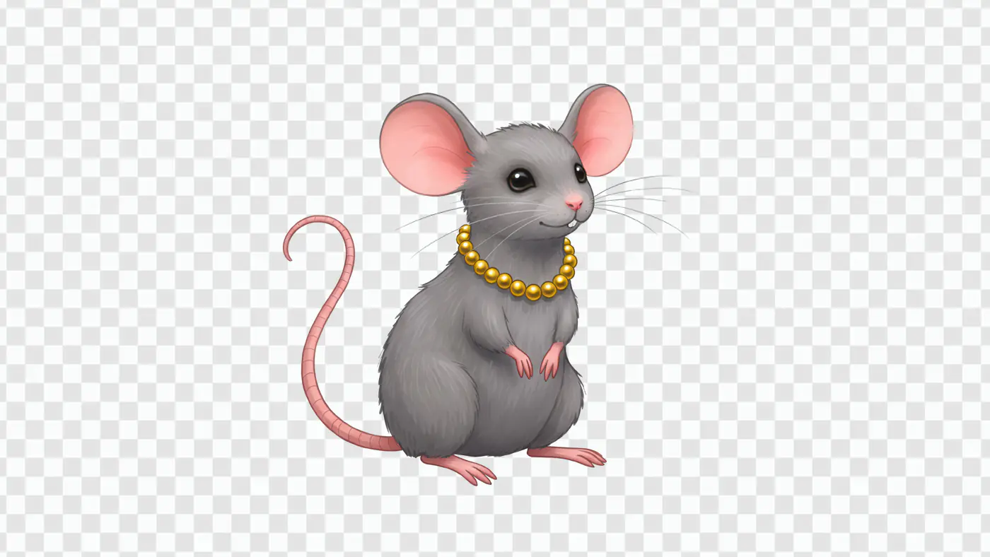 Elegant Mouse with Golden Necklace