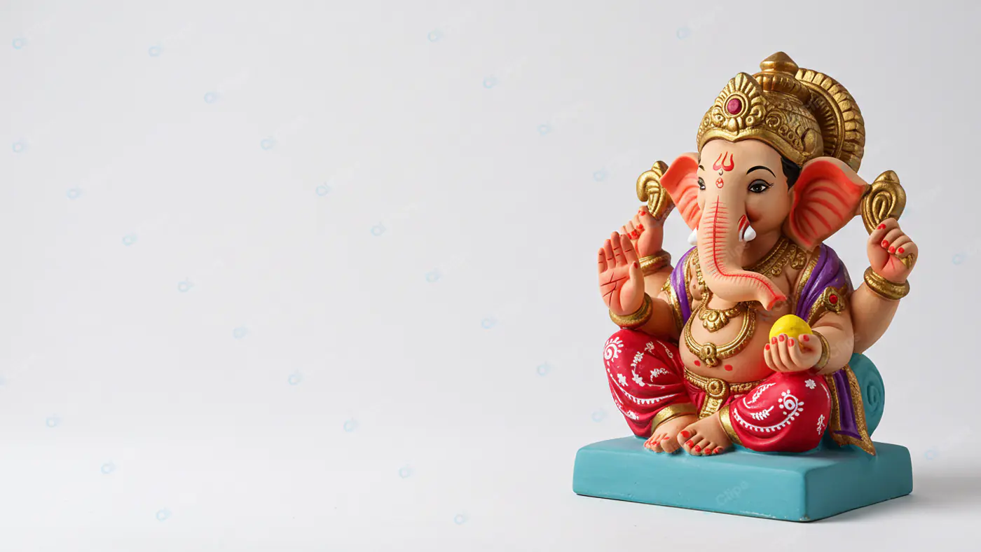 Vibrant Ganesha Figurine on Turquoise Base