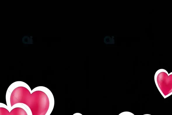 Floating Red Hearts Animation with Black Background
