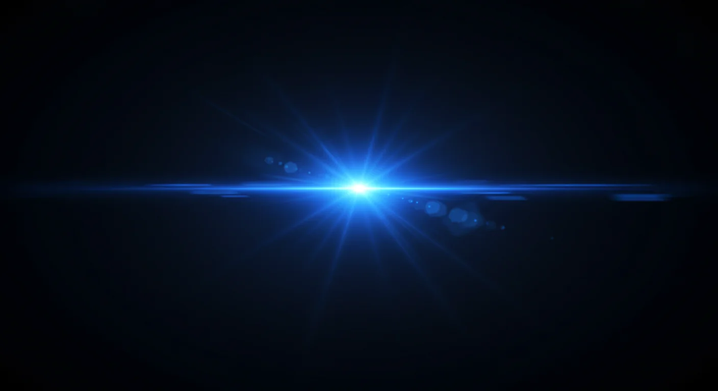 Blue Light Flare with Faded Lens Orbs on Black Background