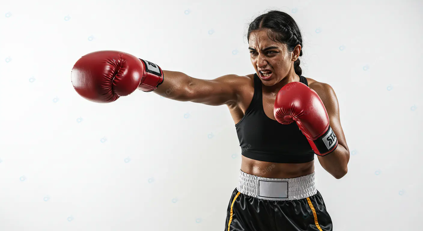 Fierce Female Boxer's Powerful Punch