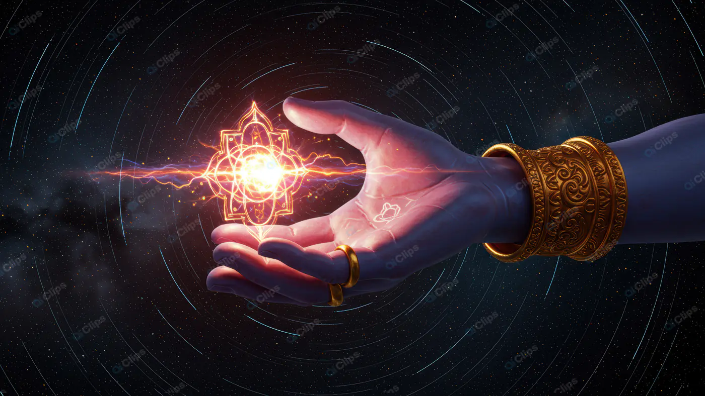 Divine Cosmic Hand Holding Mandala Energy in Space