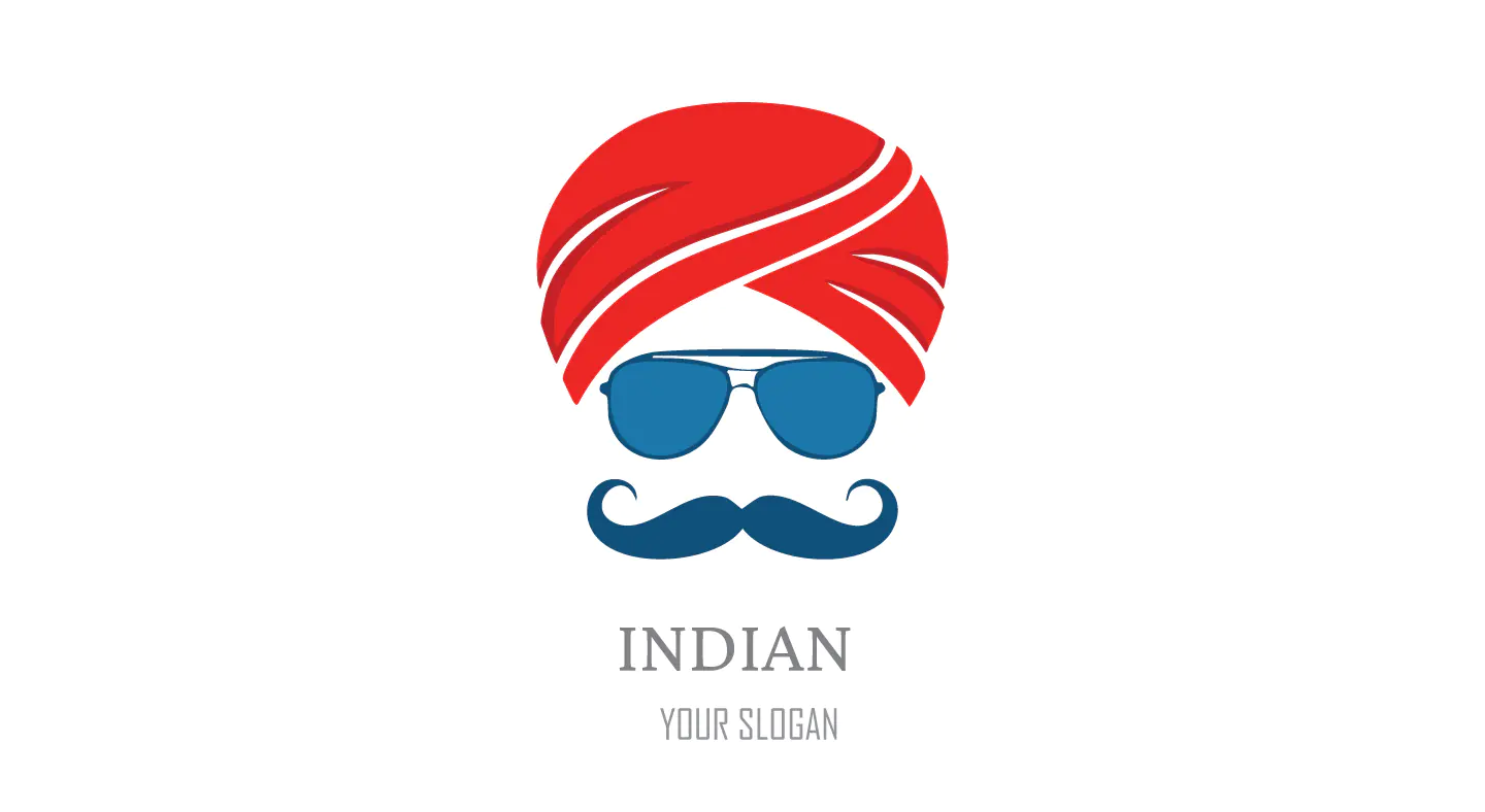 Stylish Indian Man Logo with Red Turban and Sunglasses Vector Design