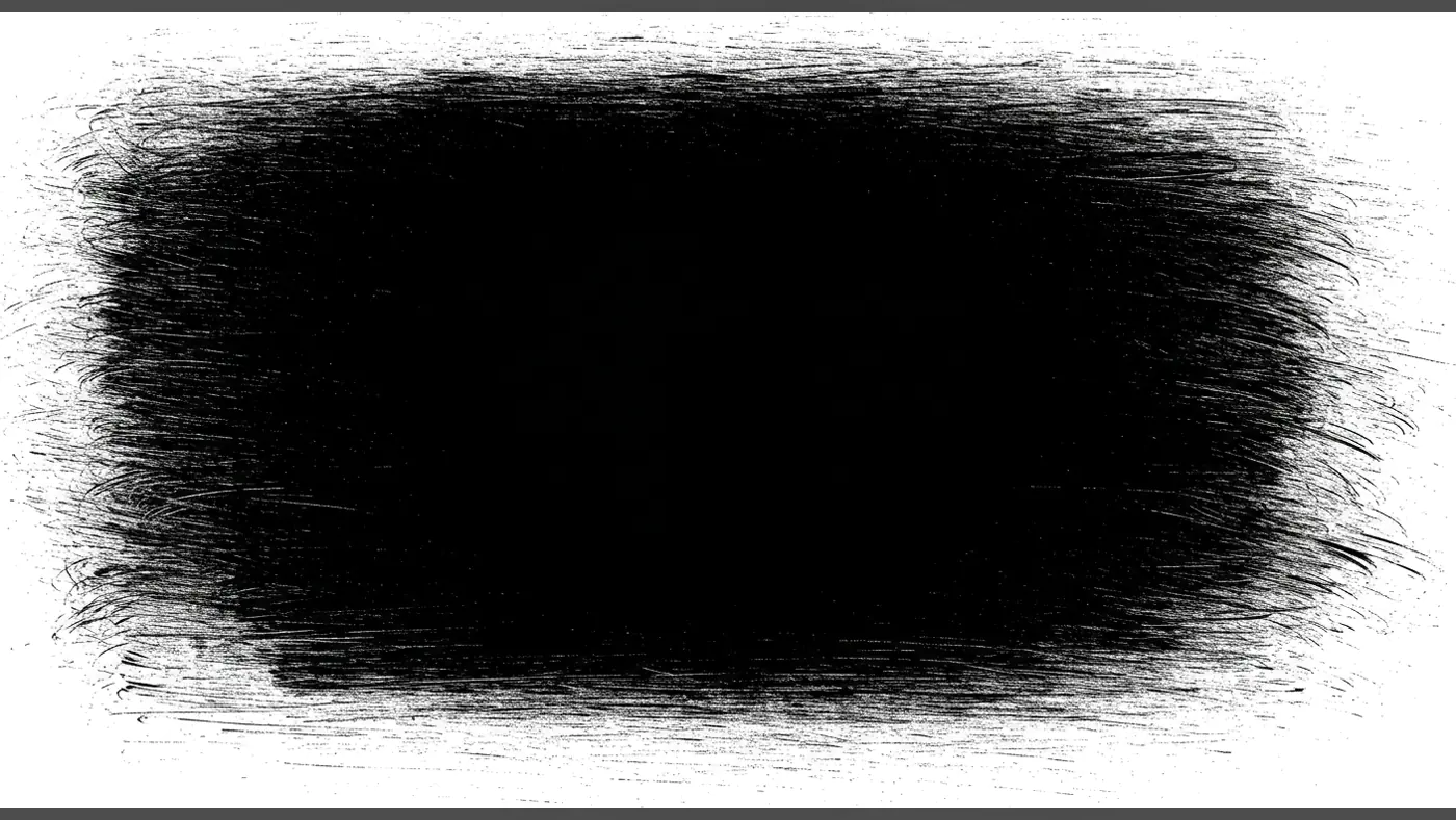 Textured Grunge Black Brush Frame on White Background
