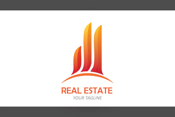 Gradient Skyline Real Estate Logo with Modern High-Rise Bars